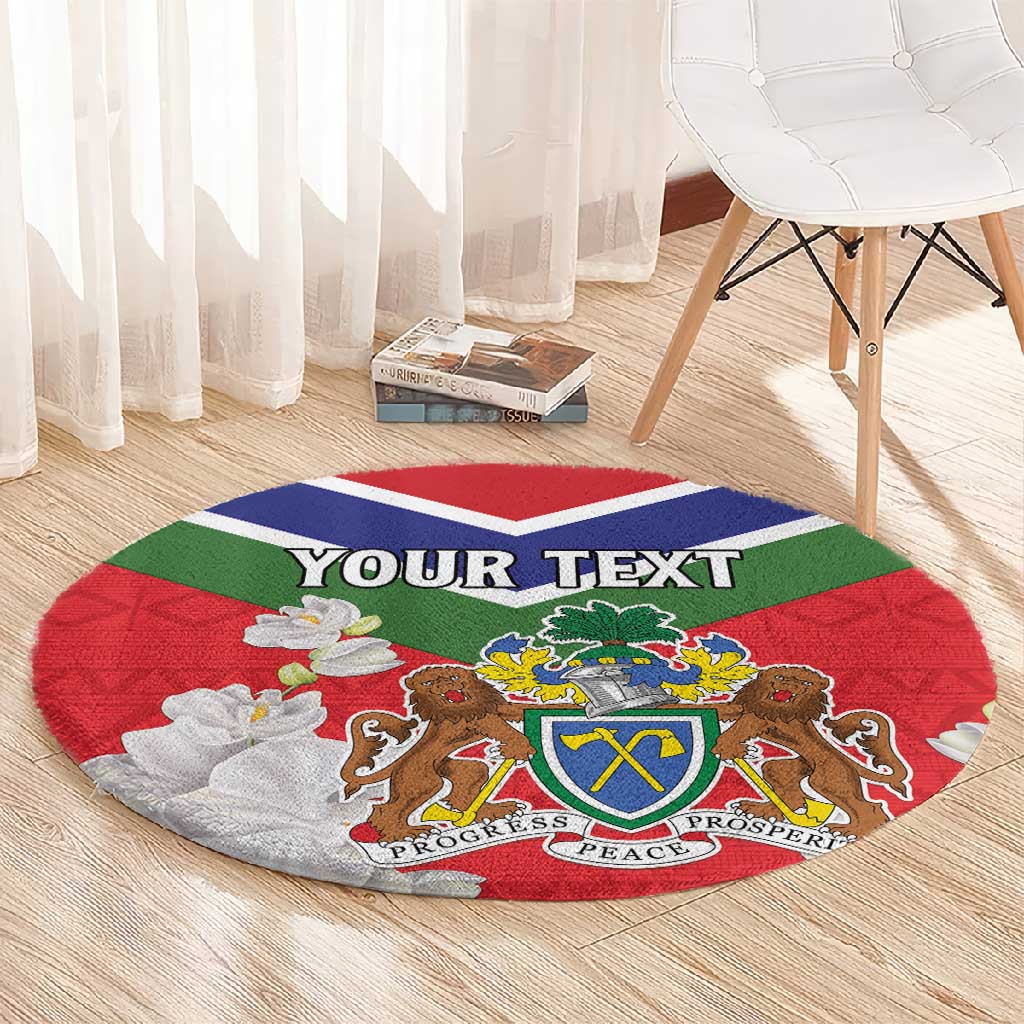 Personalized Gambia Round Carpet Coat Of Arms - African Pattern LT15