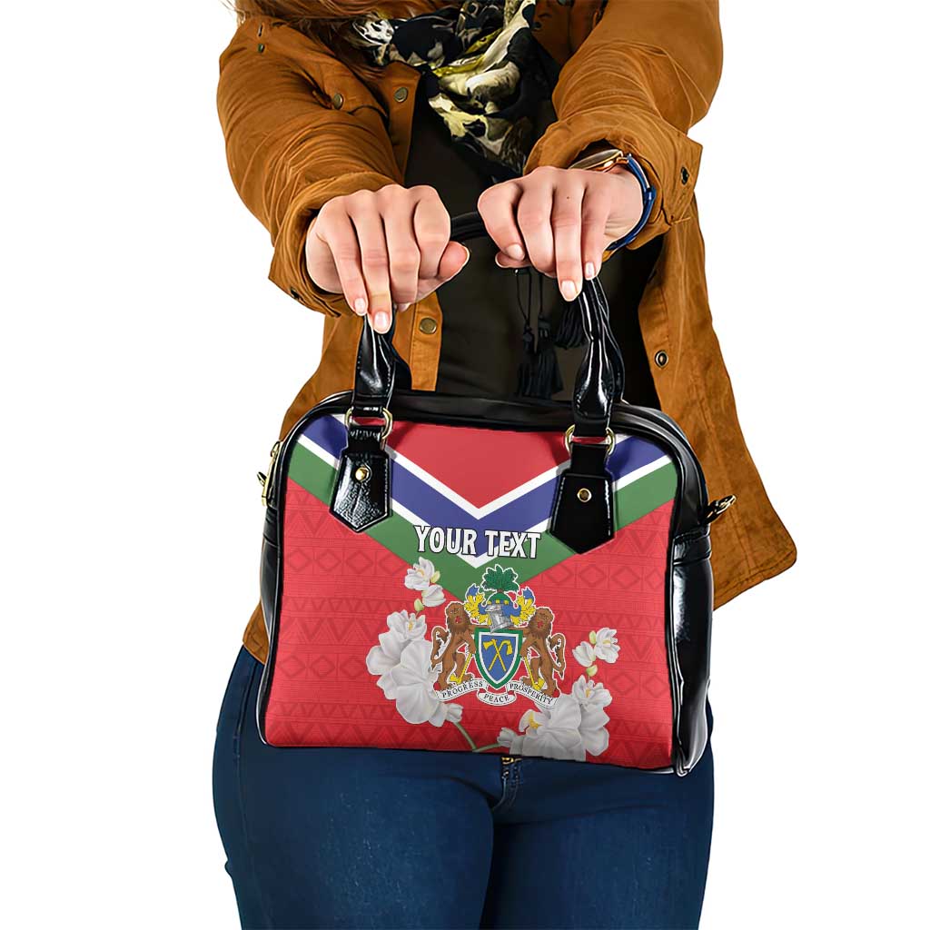 Personalized Gambia Shoulder Handbag Coat Of Arms White Variety Orchid LT15
