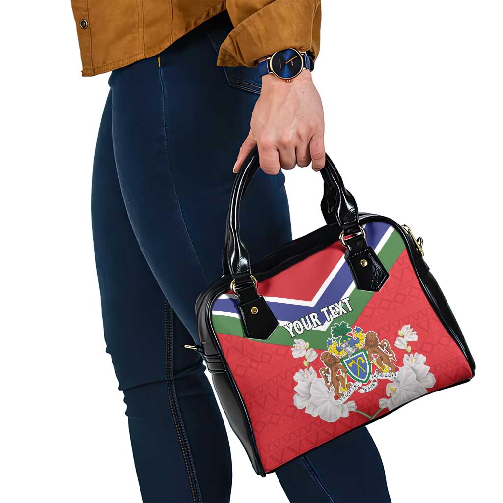 Personalized Gambia Shoulder Handbag Coat Of Arms White Variety Orchid LT15