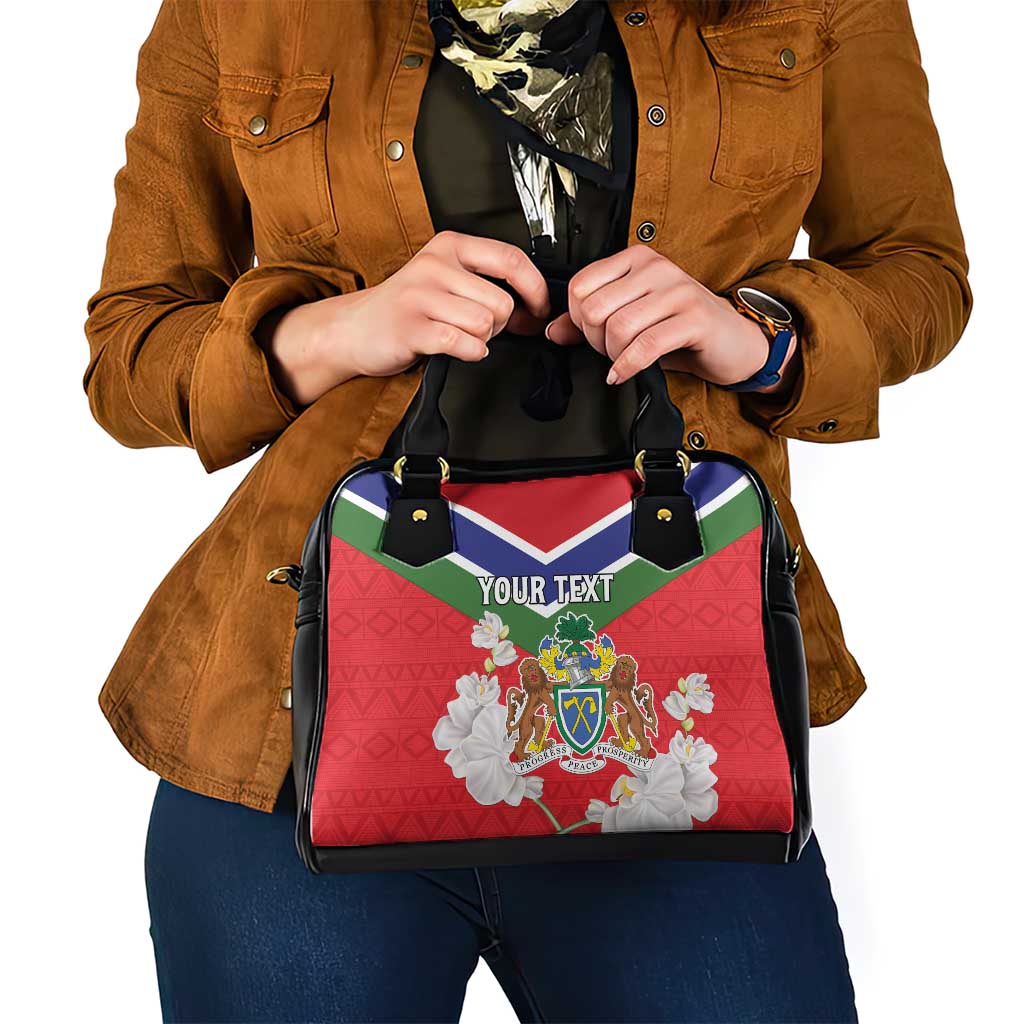 Personalized Gambia Shoulder Handbag Coat Of Arms White Variety Orchid LT15