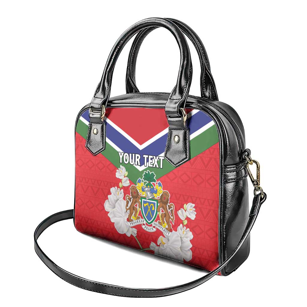 Personalized Gambia Shoulder Handbag Coat Of Arms White Variety Orchid LT15