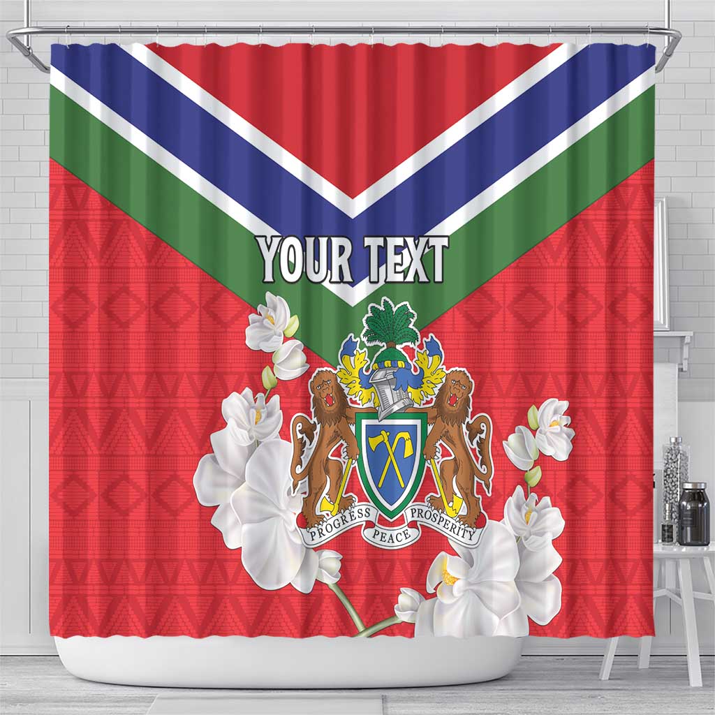 Personalized Gambia Shower Curtain Coat Of Arms White Variety Orchid LT15