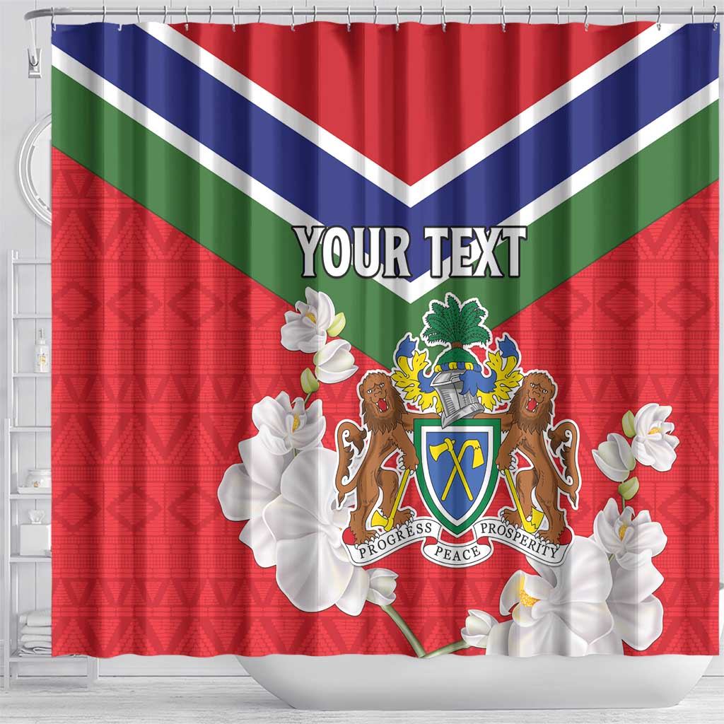 Personalized Gambia Shower Curtain Coat Of Arms White Variety Orchid LT15