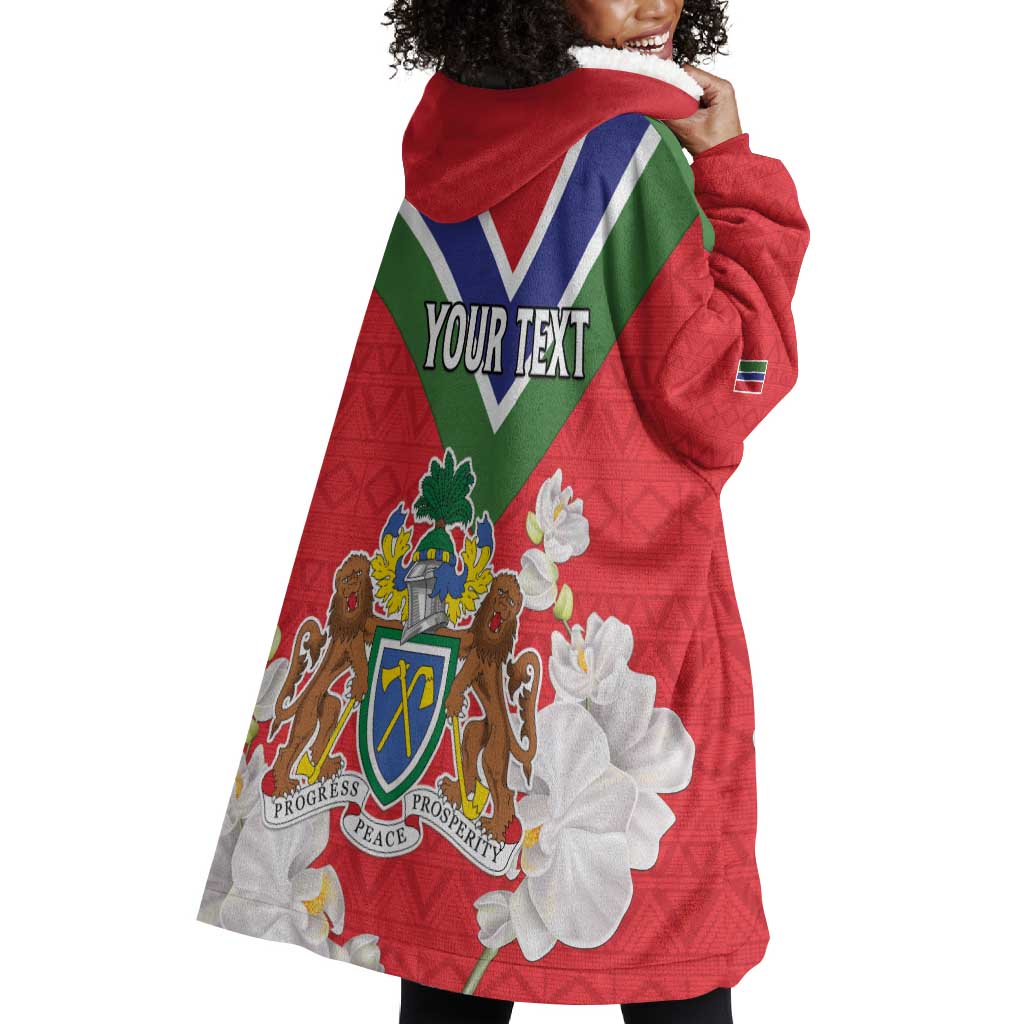 Personalized Gambia Wearable Blanket Hoodie Coat Of Arms - African Pattern LT15