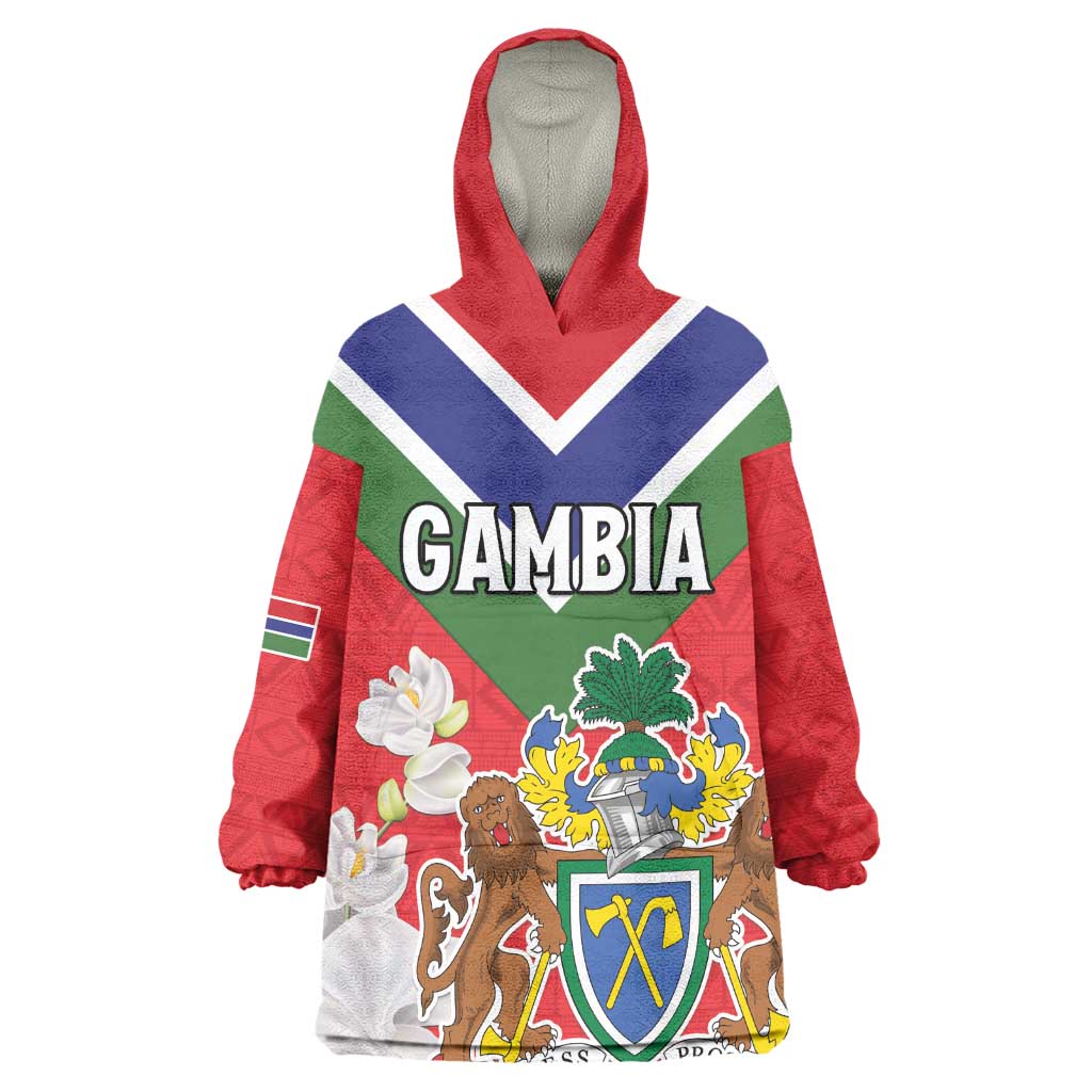 Personalized Gambia Wearable Blanket Hoodie Coat Of Arms - African Pattern LT15