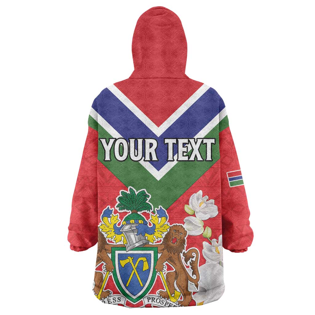 Personalized Gambia Wearable Blanket Hoodie Coat Of Arms - African Pattern LT15