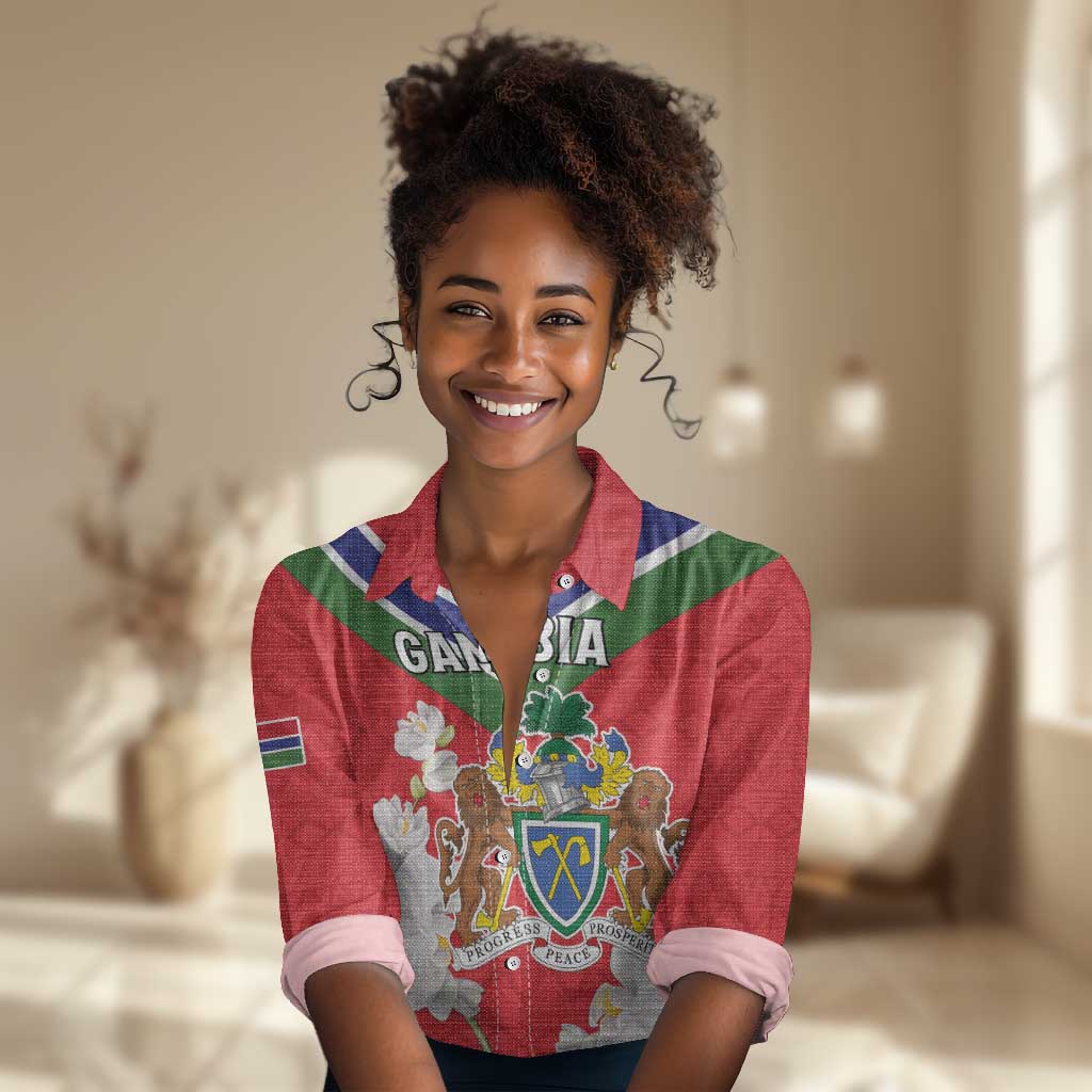 Personalized Gambia Women Casual Shirt Coat Of Arms - African Pattern LT15