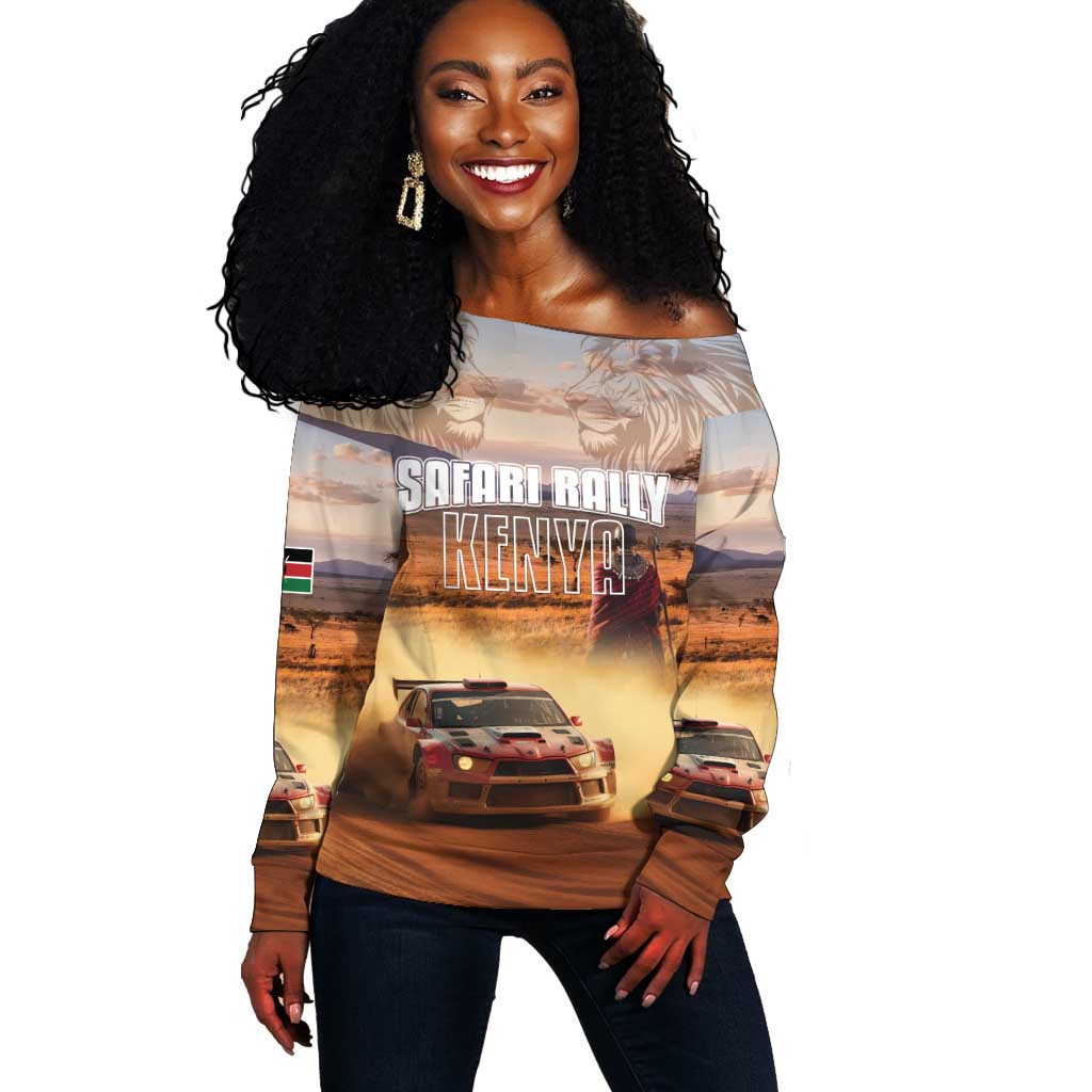 Personalized Kenya Safari Racing Car Off Shoulder Sweater Come On Kenyan LT15