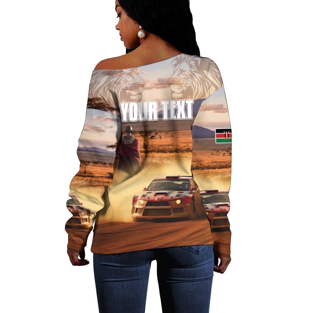 Personalized Kenya Safari Racing Car Off Shoulder Sweater Come On Kenyan LT15