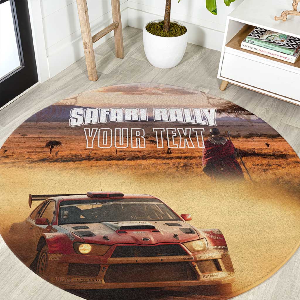 Personalized Kenya Safari Racing Car Round Carpet Come On Kenyan LT15