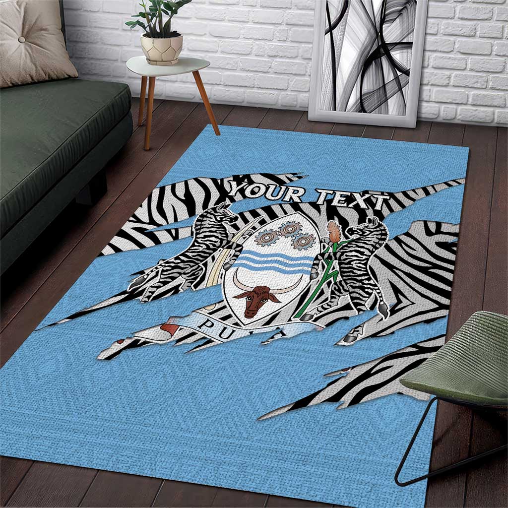 Personalized Lefatshe la Botswana Area Rug Coat Of Arms - African and Zebra Patterns LT15
