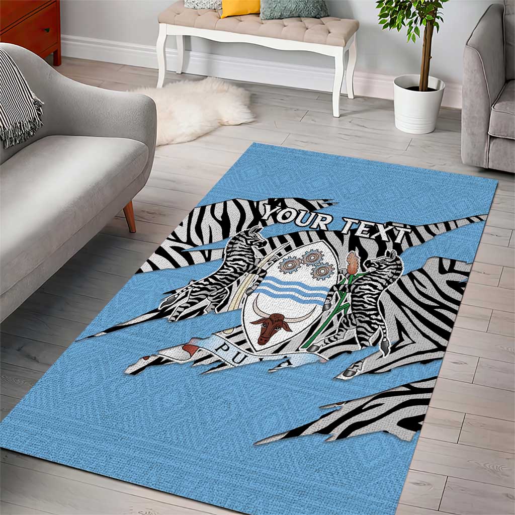 Personalized Lefatshe la Botswana Area Rug Coat Of Arms - African and Zebra Patterns LT15