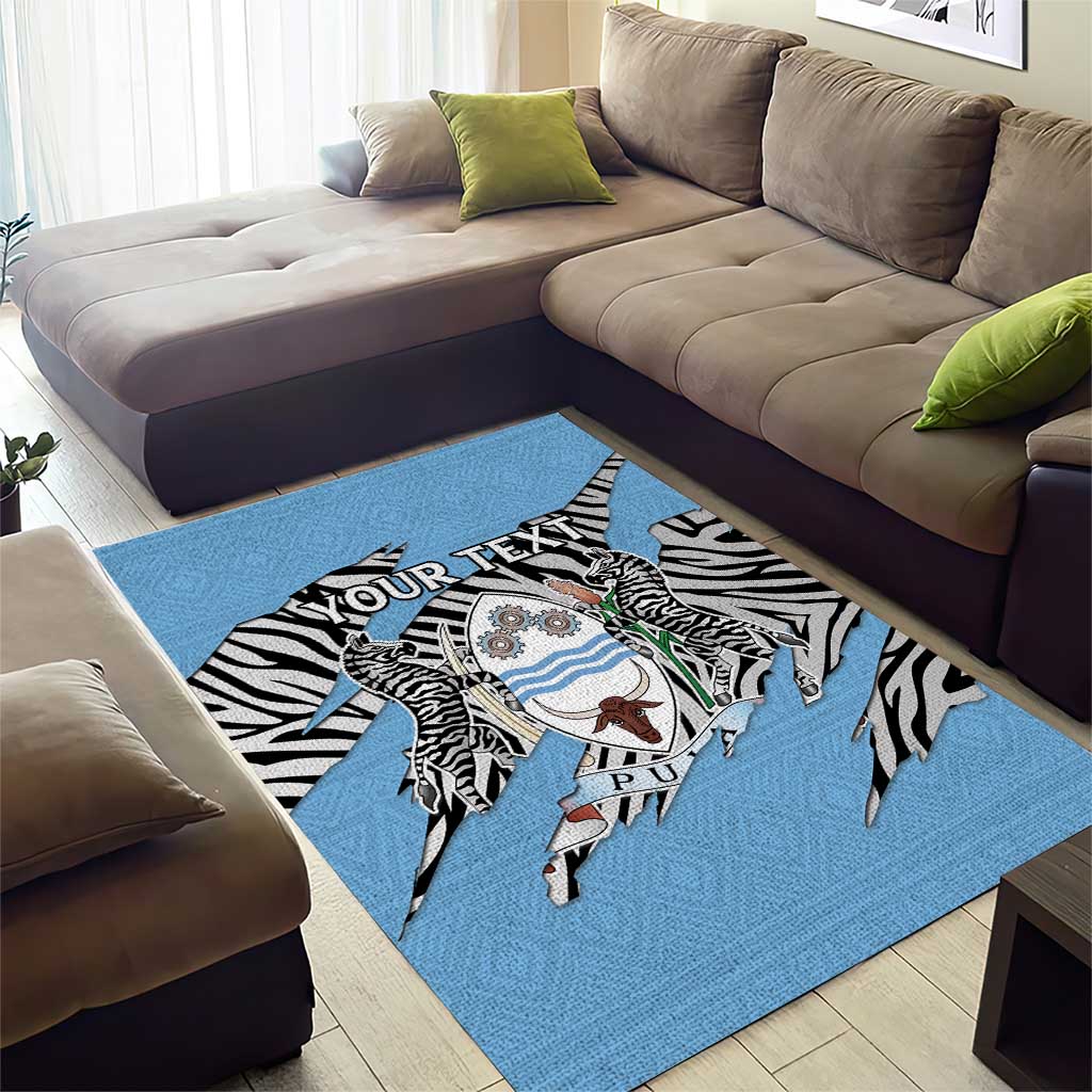 Personalized Lefatshe la Botswana Area Rug Coat Of Arms - African and Zebra Patterns LT15