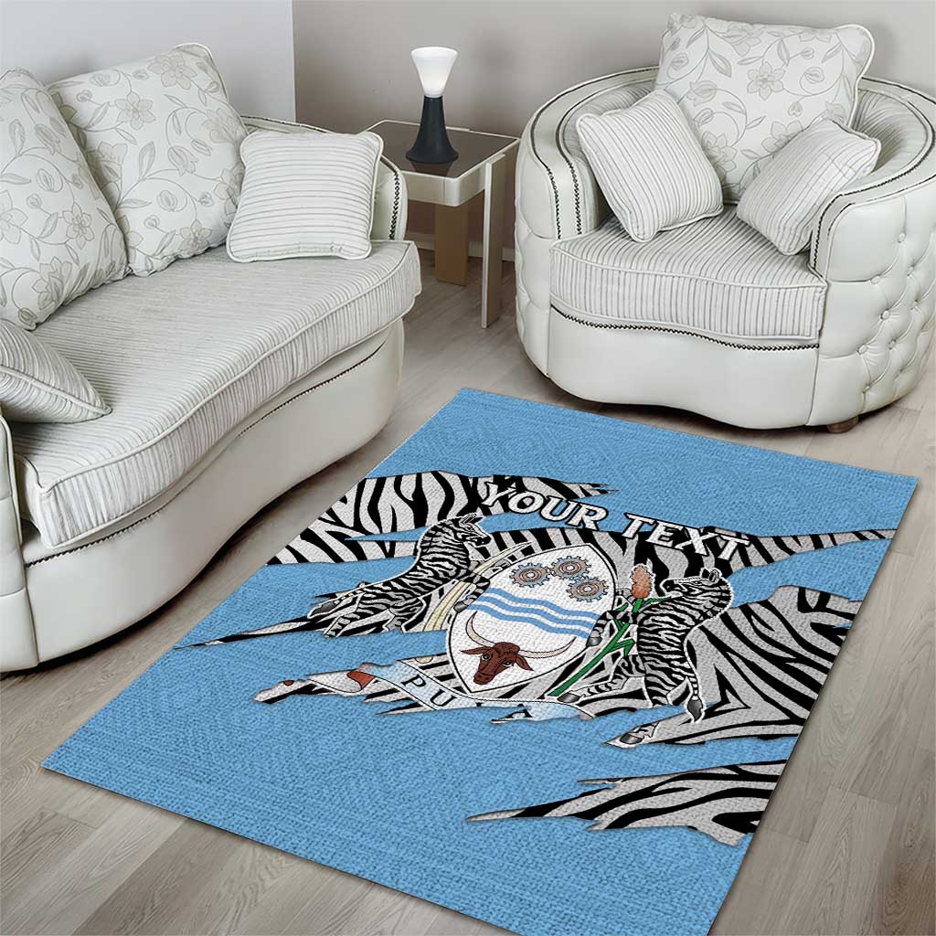 Personalized Lefatshe la Botswana Area Rug Coat Of Arms - African and Zebra Patterns LT15