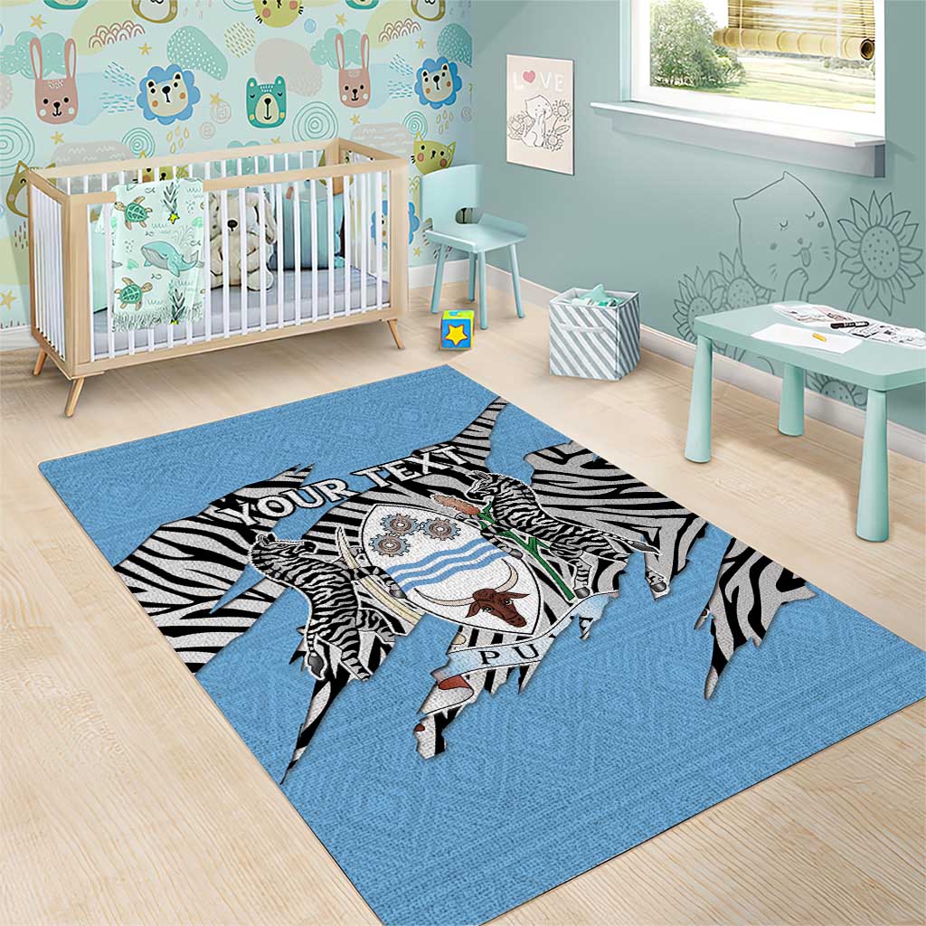 Personalized Lefatshe la Botswana Area Rug Coat Of Arms - African and Zebra Patterns LT15