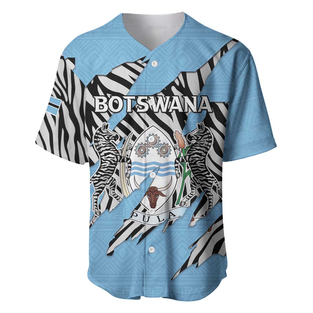 Personalized Lefatshe la Botswana Baseball Jersey Coat Of Arms - African and Zebra Patterns LT15