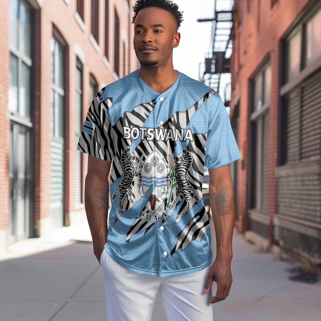 Personalized Lefatshe la Botswana Baseball Jersey Coat Of Arms - African and Zebra Patterns LT15
