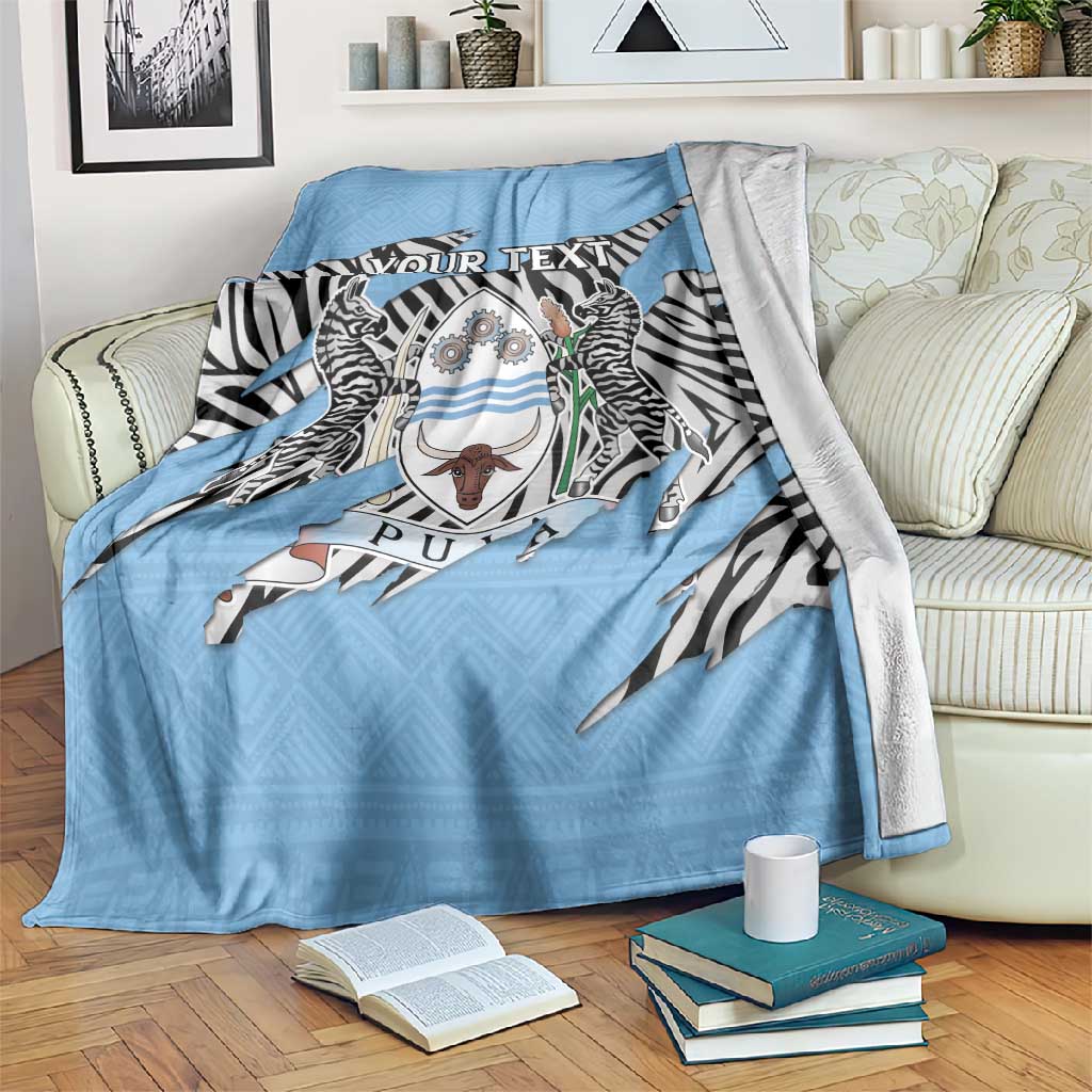 Personalized Lefatshe la Botswana Blanket Coat Of Arms - African and Zebra Patterns LT15