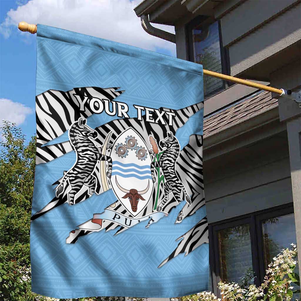 Personalized Lefatshe la Botswana Garden Flag Coat Of Arms - African and Zebra Patterns LT15