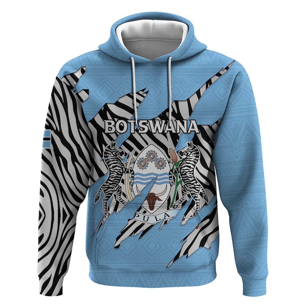Personalized Botswana Hoodie Coat Of Arms With Map - African and Zebra Patterns LT15