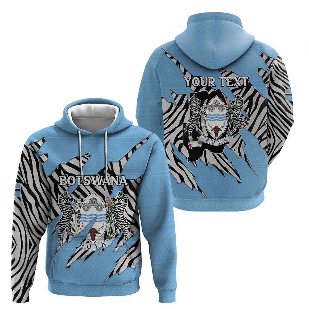 Personalized Botswana Hoodie Coat Of Arms With Map - African and Zebra Patterns LT15