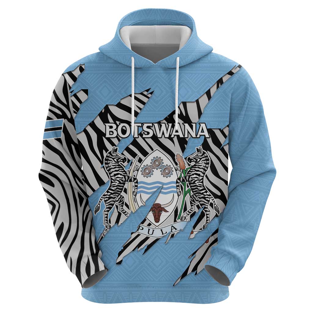 Personalized Botswana Hoodie Coat Of Arms With Map - African and Zebra Patterns LT15