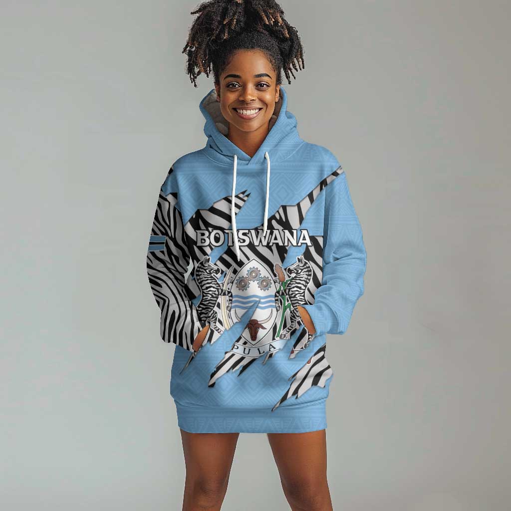 Personalized Lefatshe la Botswana Hoodie Dress Coat Of Arms - African and Zebra Patterns LT15
