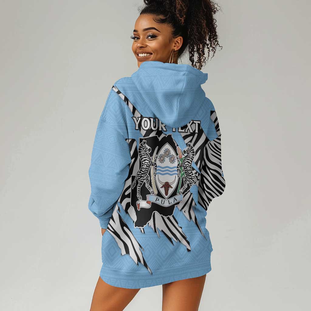 Personalized Lefatshe la Botswana Hoodie Dress Coat Of Arms - African and Zebra Patterns LT15