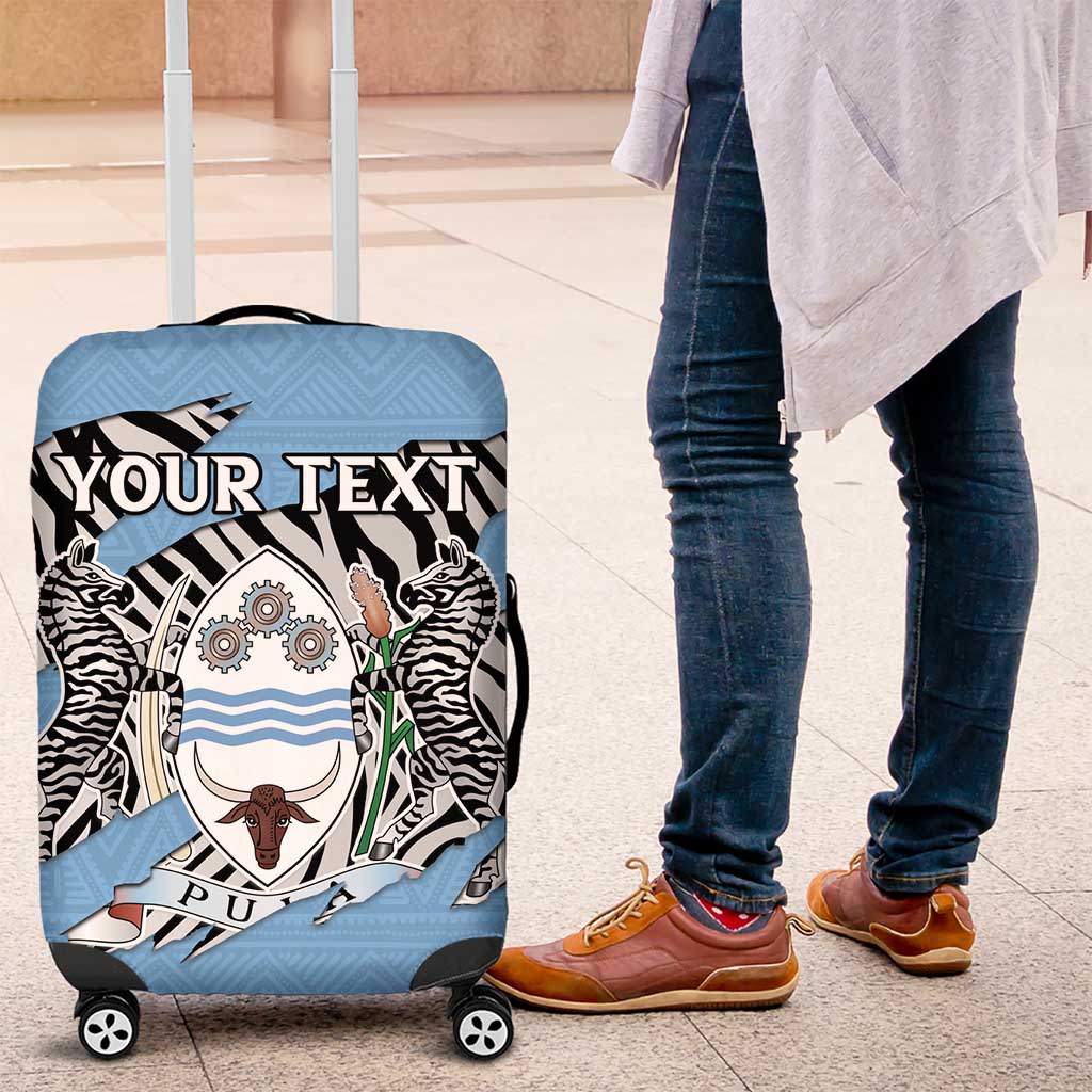 Personalized Botswana Luggage Cover Coat Of Arms With Map - African and Zebra Patterns LT15