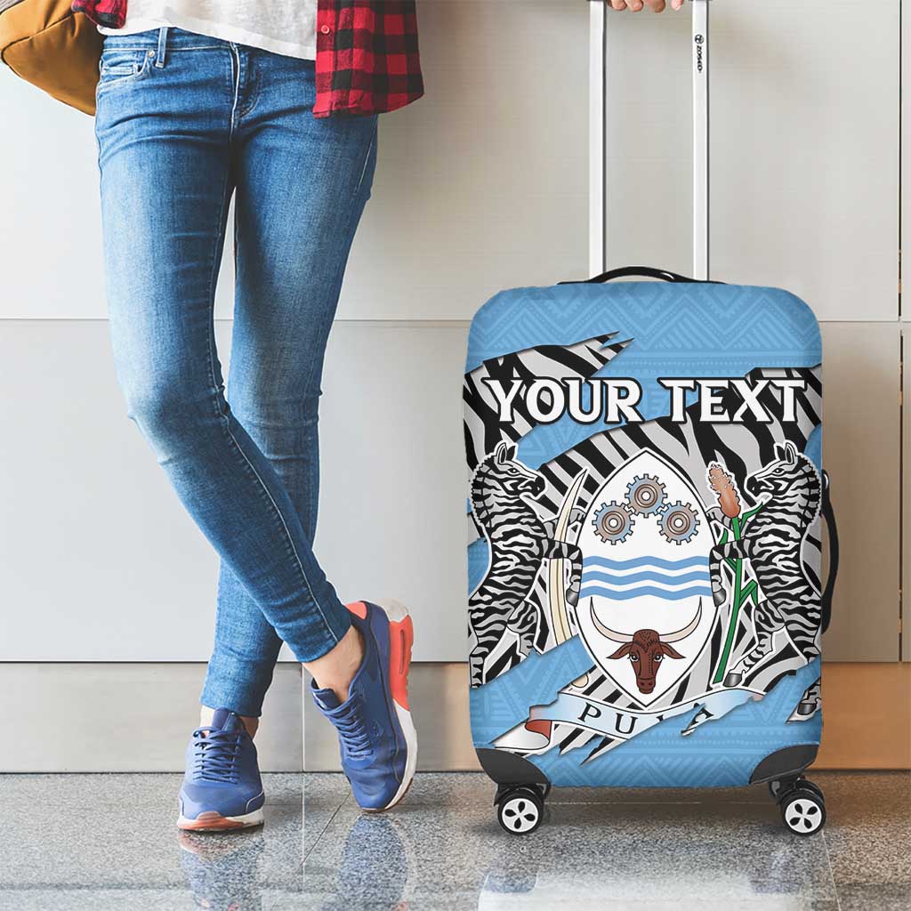 Personalized Botswana Luggage Cover Coat Of Arms With Map - African and Zebra Patterns LT15