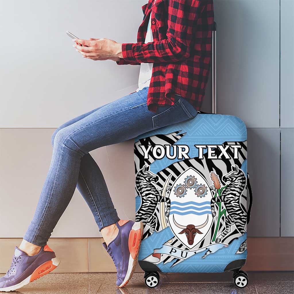 Personalized Botswana Luggage Cover Coat Of Arms With Map - African and Zebra Patterns LT15