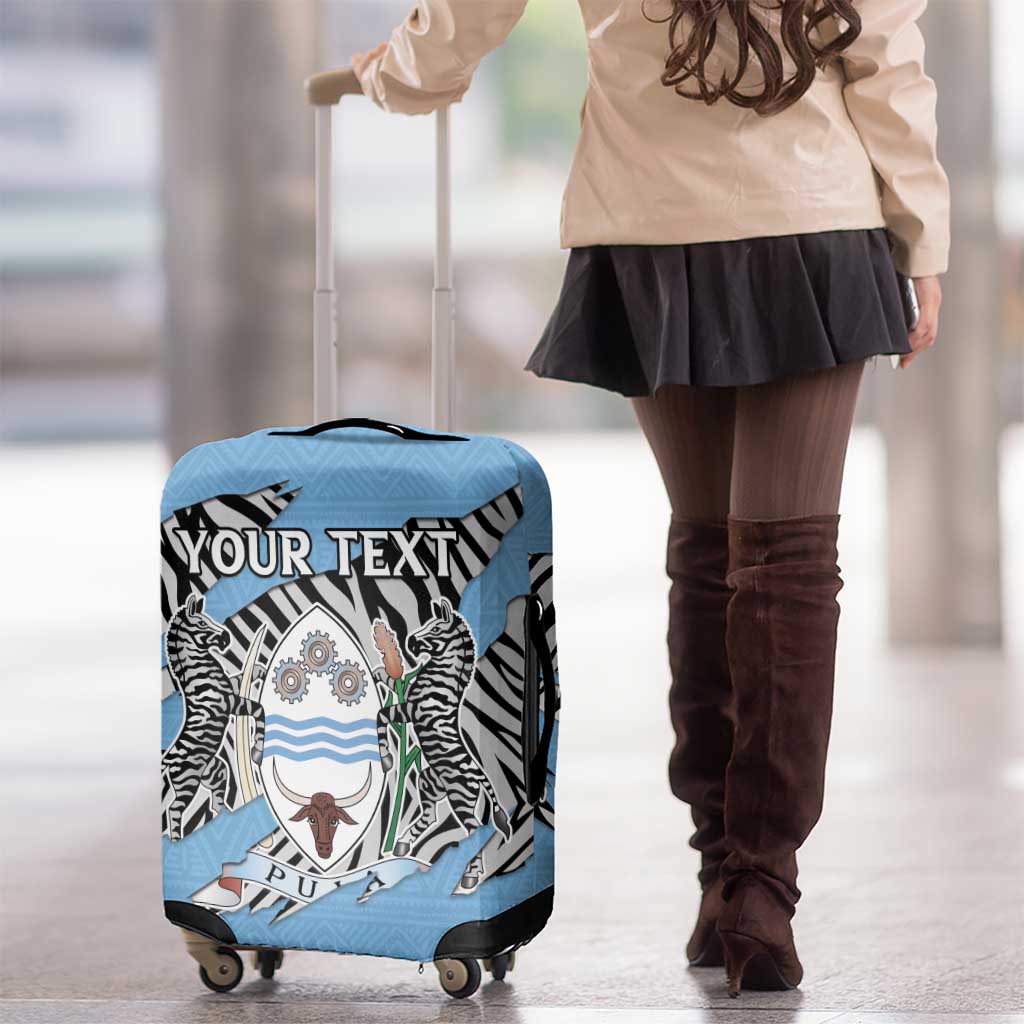 Personalized Botswana Luggage Cover Coat Of Arms With Map - African and Zebra Patterns LT15