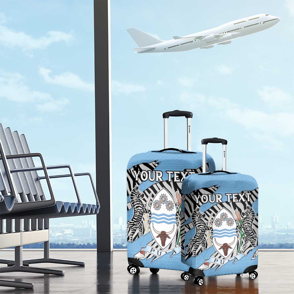 Personalized Botswana Luggage Cover Coat Of Arms With Map - African and Zebra Patterns LT15