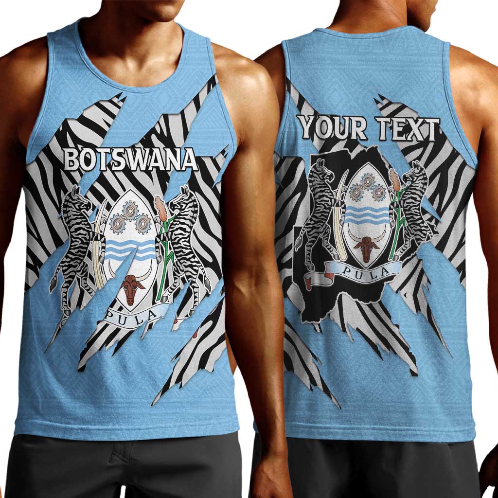 Personalized Lefatshe la Botswana Men Tank Top Coat Of Arms - African and Zebra Patterns LT15