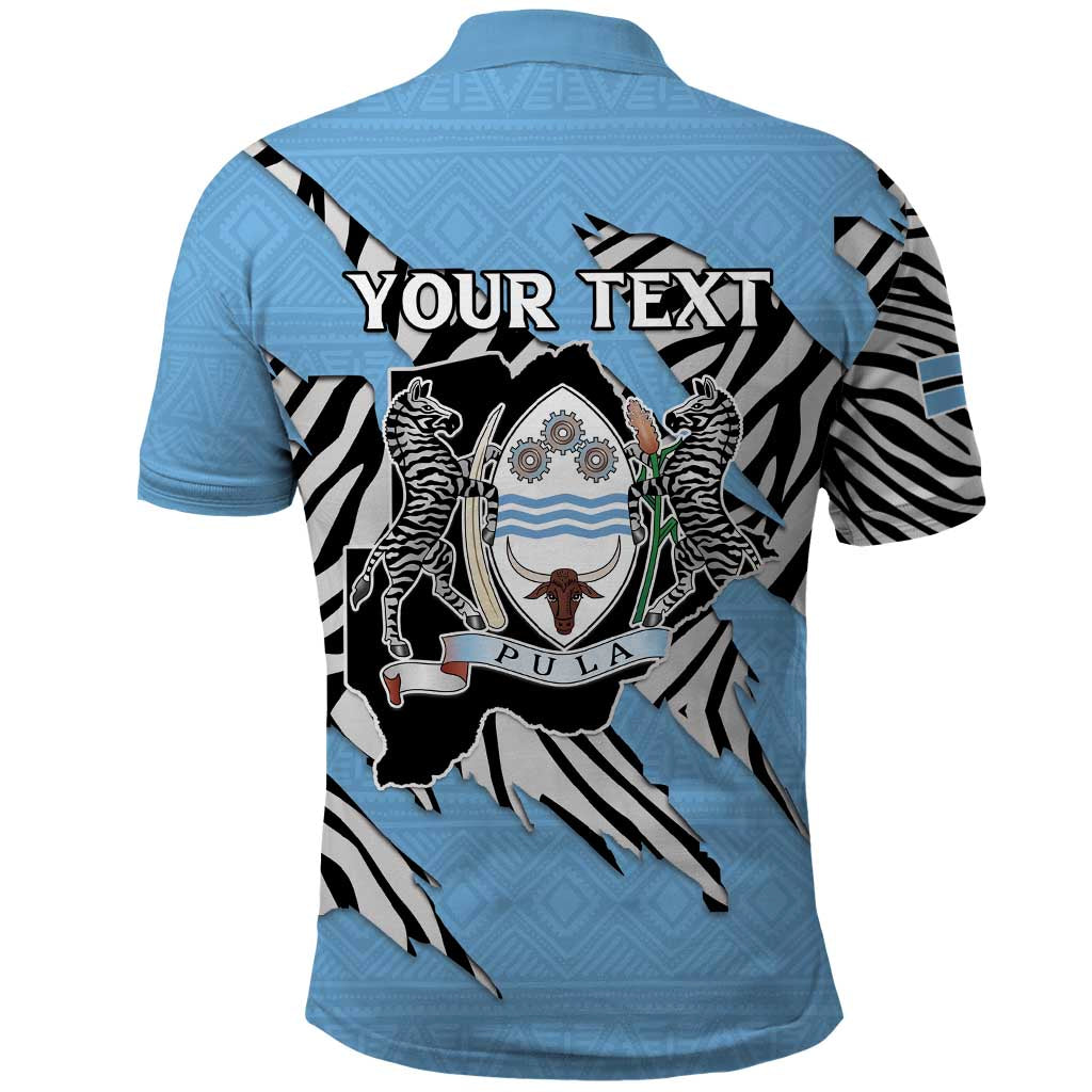 Personalized Botswana Polo Shirt Coat Of Arms With Map - African and Zebra Patterns LT15