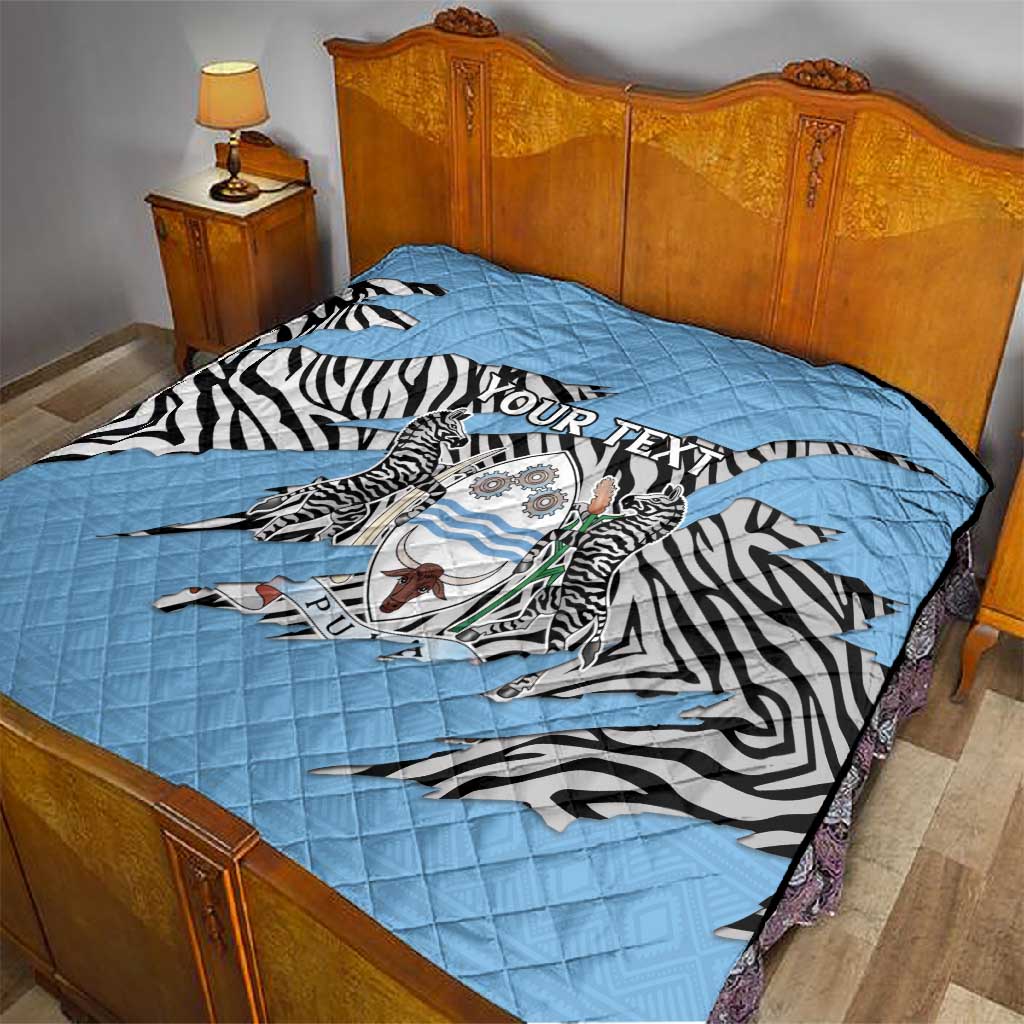 Personalized Lefatshe la Botswana Quilt Coat Of Arms - African and Zebra Patterns LT15