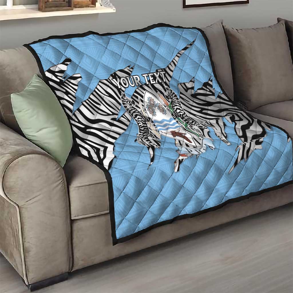 Personalized Lefatshe la Botswana Quilt Coat Of Arms - African and Zebra Patterns LT15