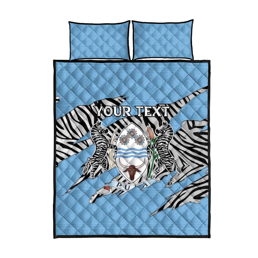 Personalized Lefatshe la Botswana Quilt Bed Set Coat Of Arms - African and Zebra Patterns LT15