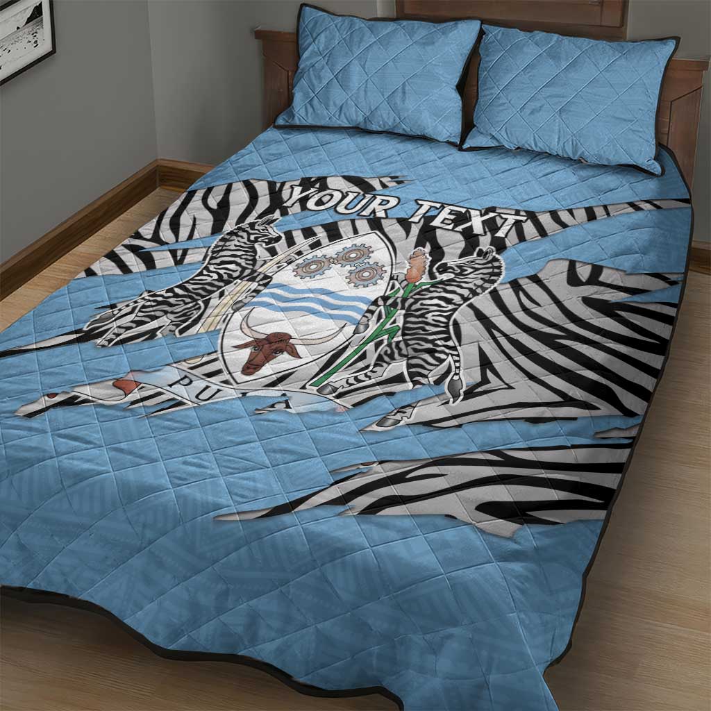 Personalized Lefatshe la Botswana Quilt Bed Set Coat Of Arms - African and Zebra Patterns LT15