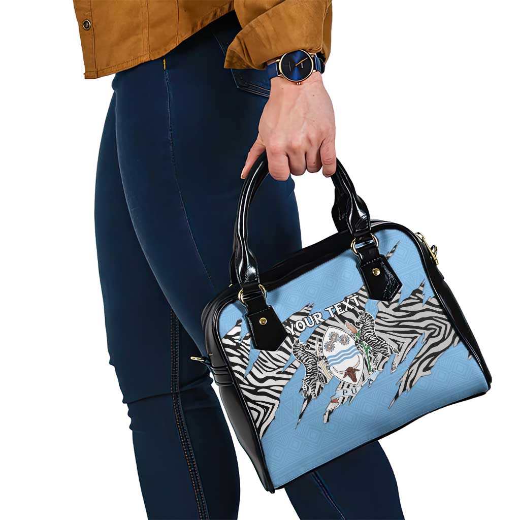Personalized Botswana Shoulder Handbag Coat Of Arms With Map - African and Zebra Patterns LT15
