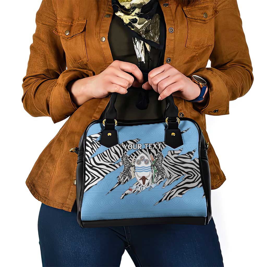 Personalized Botswana Shoulder Handbag Coat Of Arms With Map - African and Zebra Patterns LT15