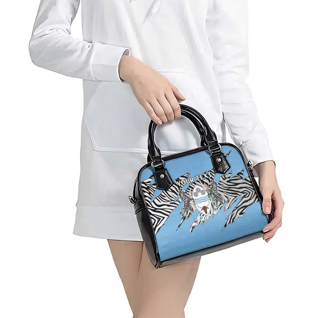 Personalized Botswana Shoulder Handbag Coat Of Arms With Map - African and Zebra Patterns LT15