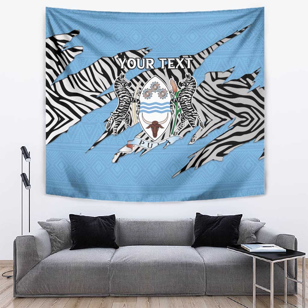 Personalized Lefatshe la Botswana Tapestry Coat Of Arms - African and Zebra Patterns LT15