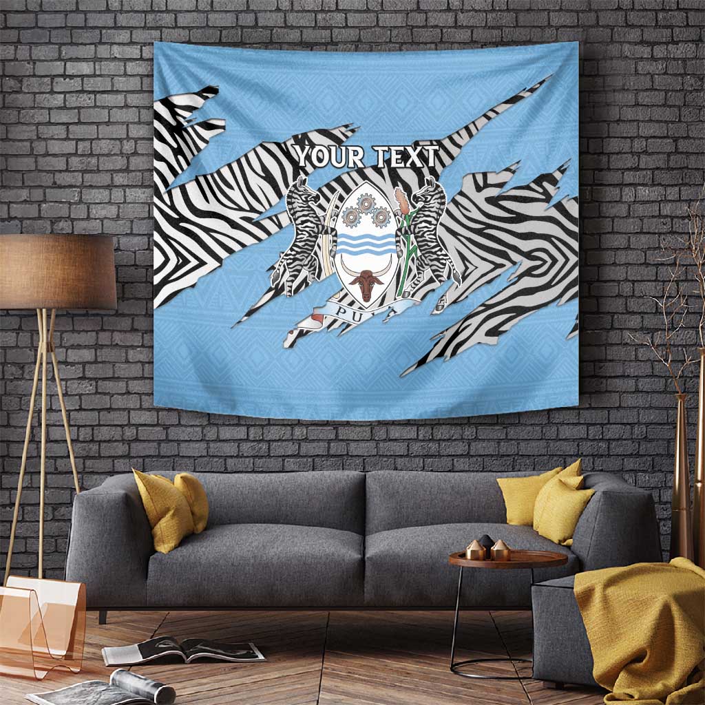 Personalized Lefatshe la Botswana Tapestry Coat Of Arms - African and Zebra Patterns LT15