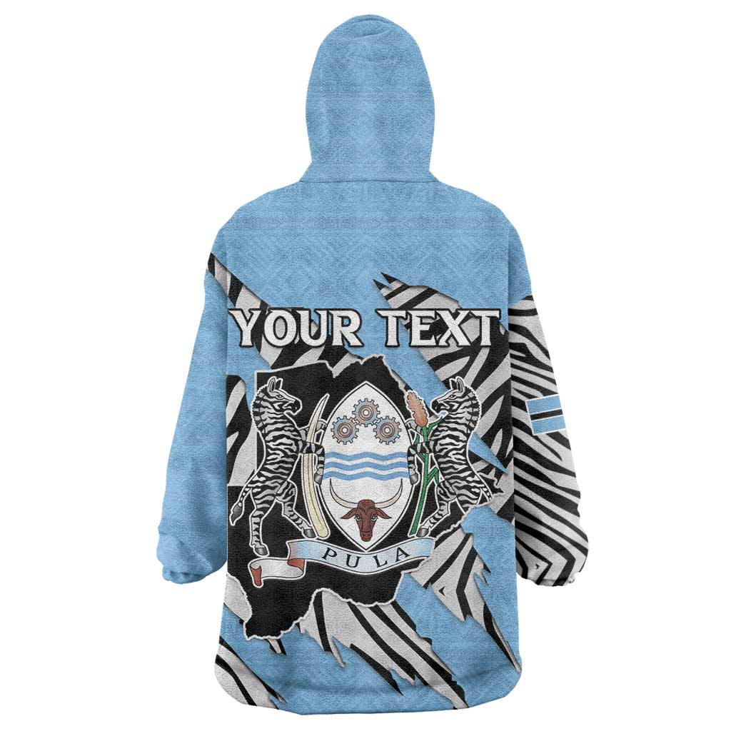 Personalized Lefatshe la Botswana Wearable Blanket Hoodie Coat Of Arms - African and Zebra Patterns LT15