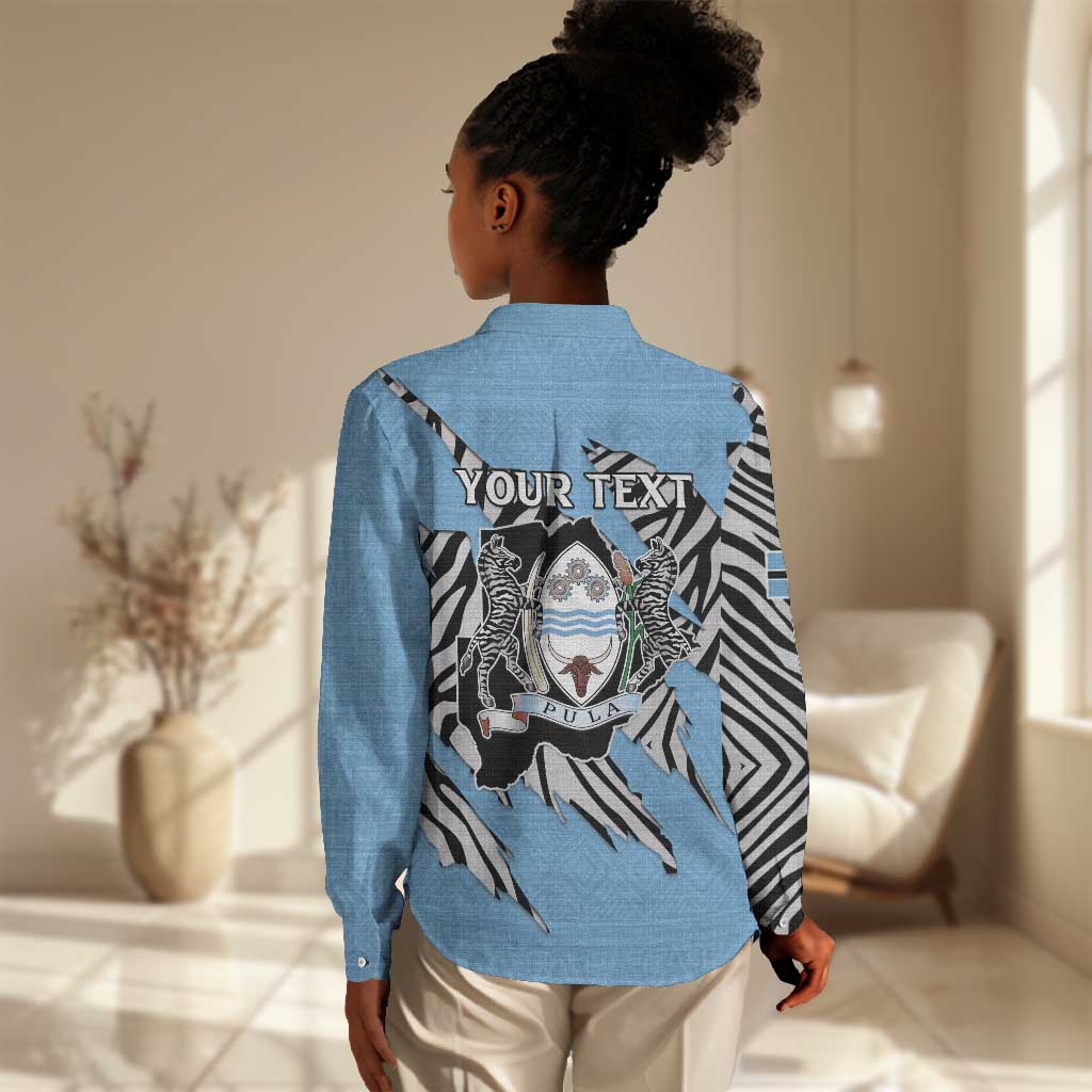 Personalized Lefatshe la Botswana Women Casual Shirt Coat Of Arms - African and Zebra Patterns LT15