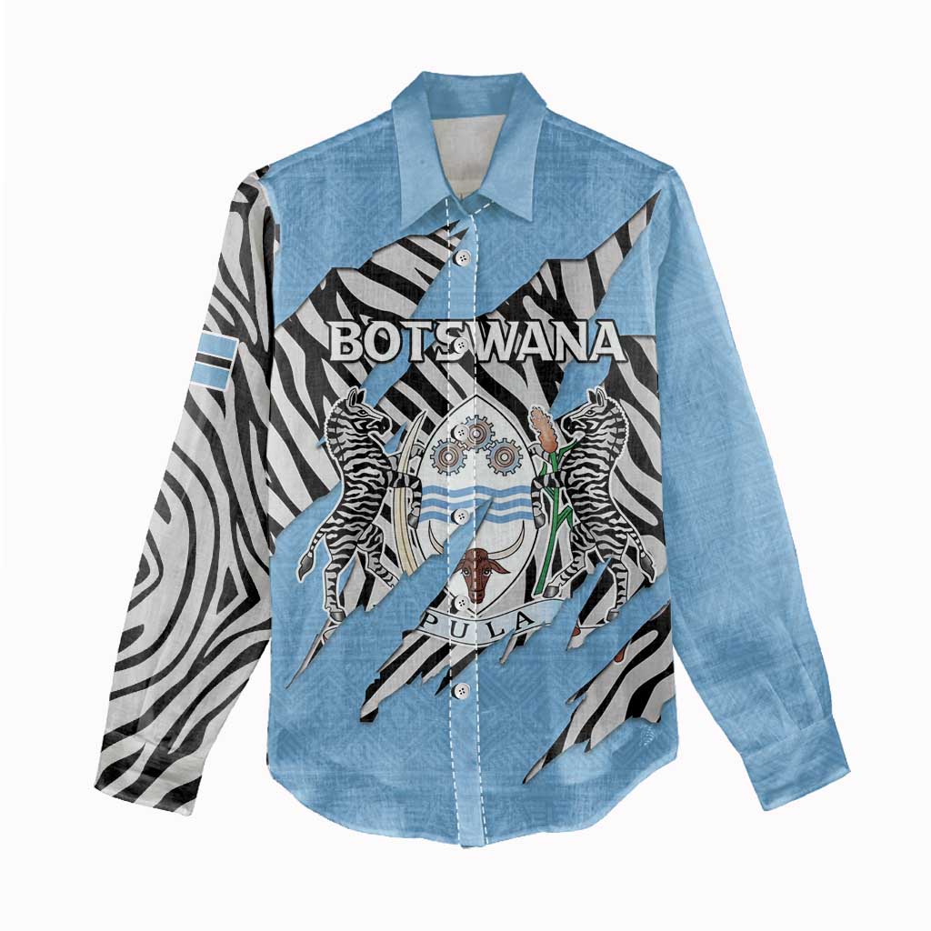 Personalized Lefatshe la Botswana Women Casual Shirt Coat Of Arms - African and Zebra Patterns LT15