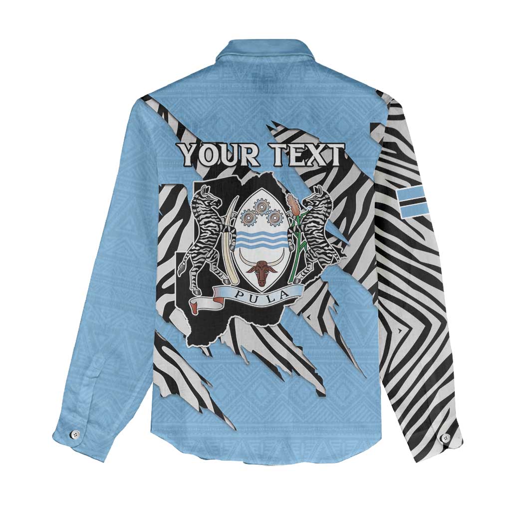 Personalized Lefatshe la Botswana Women Casual Shirt Coat Of Arms - African and Zebra Patterns LT15