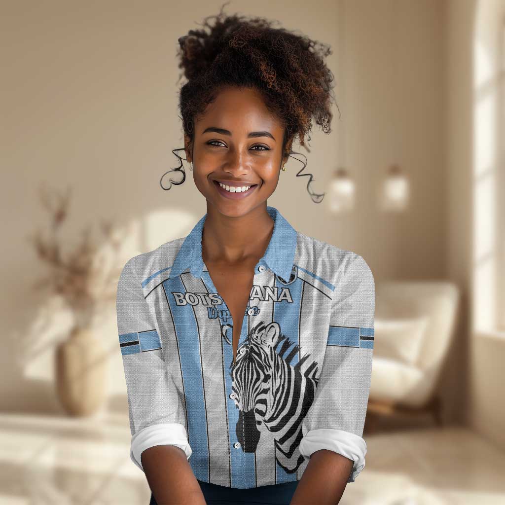 Custom Lefatshe la Botswana Football Women Casual Shirt Come On Dipitse LT15