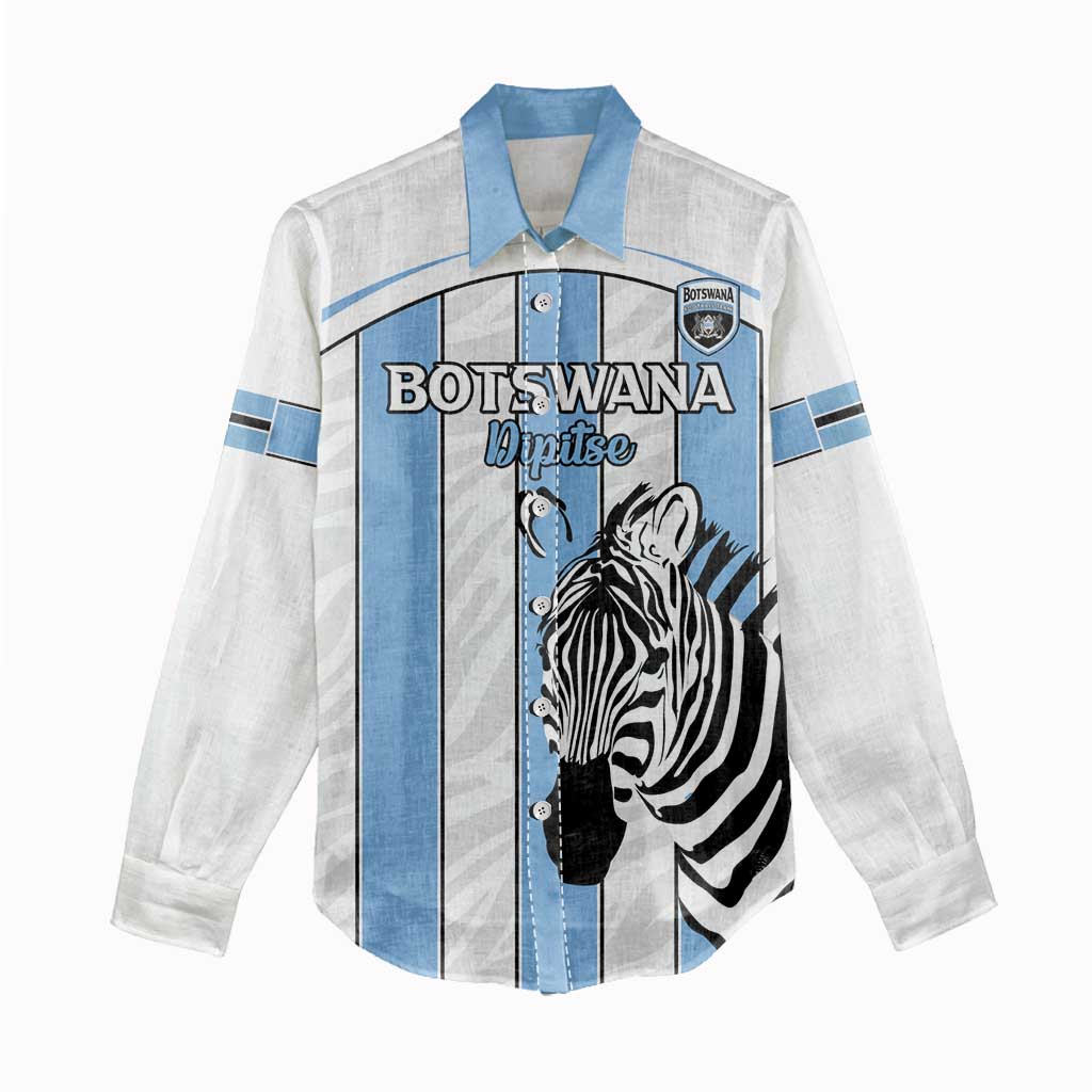 Custom Lefatshe la Botswana Football Women Casual Shirt Come On Dipitse LT15